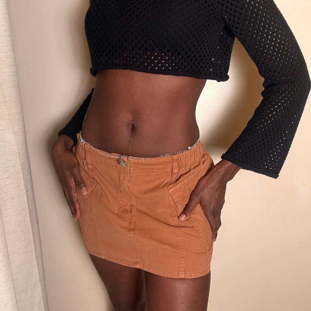 Y2K Brown Cargo Mini Skirt